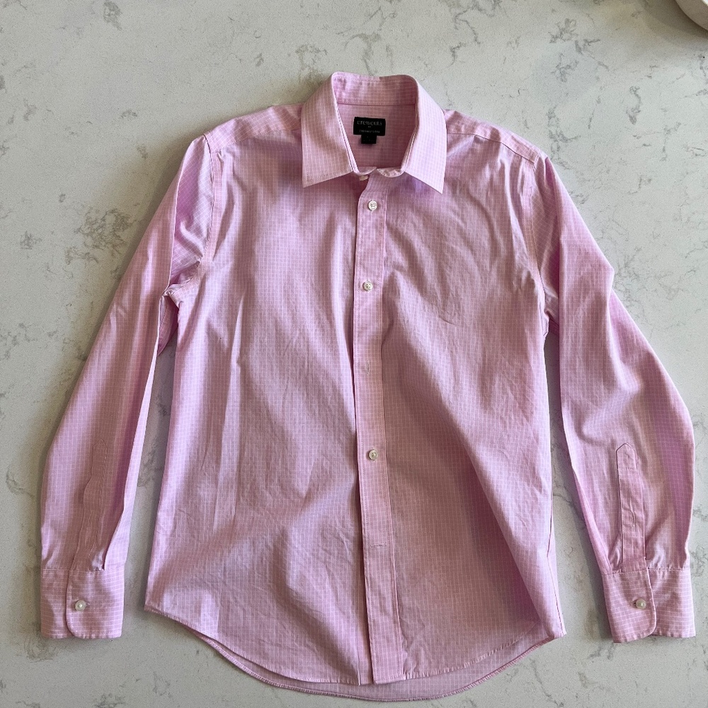 Crewcuts boys' long-sleeve pink flex Thompson patterned shirt size 12